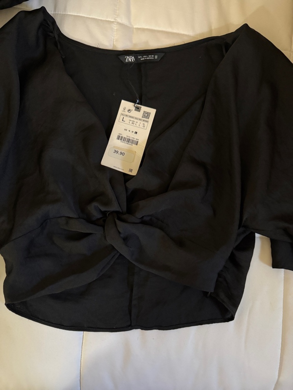Zara Black Knot-Front Crop Top